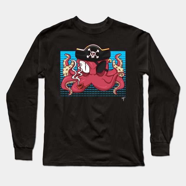 Octopus Pirate Long Sleeve T-Shirt by Mike's Prints